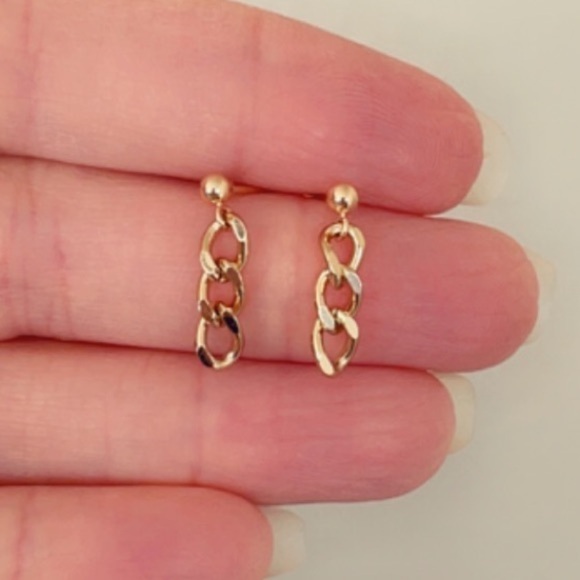 Gold Filled Dangle 3 Link Post Earrings - Picture 6 of 8